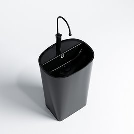 Umywalka wolnostojąca ceramiczna owalna czarny połysk 49x37x83 cm CLARO-BL-490