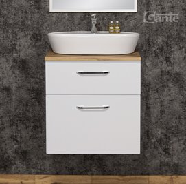 Szafka łazienkowa wisząca z umywalką nablatową 60 cm SETTO MODULO kolor biały połysk