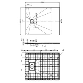 Szary brodzik prysznicowy prostokątny o strukturze kamienia 100x80 cm Riko Hydrosan
