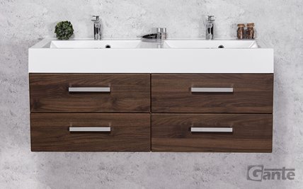Szafka łazienkowa wisząca z umywalką 120 cm 50/4 UFKS Fokus kolor orzech