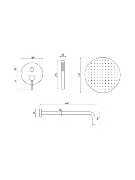 Zestaw prysznicowy podtynkowy box Argon Rea miedź szczotkowana