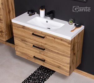 Szafka wisząca z umywalką 100 cm kolor dąb naturalny 39/3 seria Fokus Loft Gante