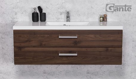 Szafka łazienkowa wisząca z umywalką 120 cm 39/S2 Fokus kolor orzech