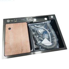 Zlewozmywak kuchenny stalowy jednokomorowy czarny COBA 75X46 ASI 304