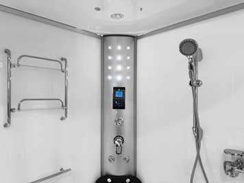 Biała duża kabino wanna spa z hydromasażem i sauną parową 135x135 cm MO-08135BS