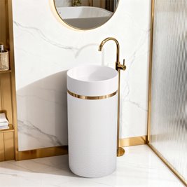 Umywalka wolnostojąca ceramiczna okrągła biała 73x40 cm SCOT1-WH-730