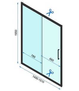 Drzwi prysznicowe z czarnym profilem 150 cm Rapid Slide Rea