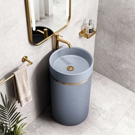 Umywalka wolnostojąca ceramiczna okrągła szara 86x40 cm SCOT1-GR-WOF-860