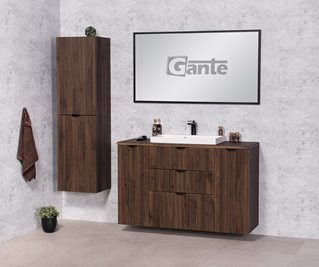 Szafka łazienkowa z lamelami wisząca z umywalką nablatową 120 cm 39/3 Victa Lamello kolor orzech