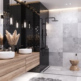 Kolumna natryskowa w kolorze czarnym z wylewką deszczownica okrągła CMN01MBLW Lugo Corsan