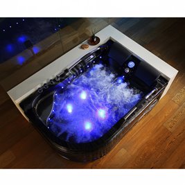 Czarna wanna z hydromasażem asymetryczna Venezia 761 Fala 180x120 prawa