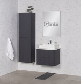 Szafka łazienkowa wisząca frezowana z umywalką 60 cm Mirage kolor szary mat