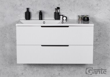 Szafka łazienkowa wisząca frezowana z umywalką 100 cm 46/2 Sydney kolor biały