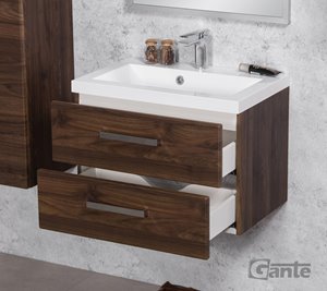 Szafka łazienkowa wisząca z umywalką 60 cm 39/2 Fokus kolor orzech