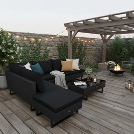 Zestaw mebli ogrodowych z technorattanu narożnik tarasowy Lime czarny zdjęcie 14