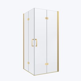 Złota szczotkowana kabina prysznicowa kwadratowa drzwi składane 90x90 ZES-KZ08C-GL-BR-90