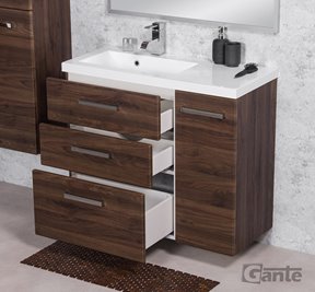 Szafka łazienkowa wisząca z umywalką 90 cm 39/3 Fokus kolor orzech