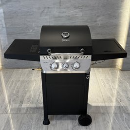 Grill gazowy APOLLO-A kolor czarny ruszt żeliwny moc 8,5 kW + pokrowiec + palnik boczny