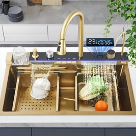 Zlewozmywak kuchenny stalowy jednokomorowy złoty ARGOS 75X46 ASI 304