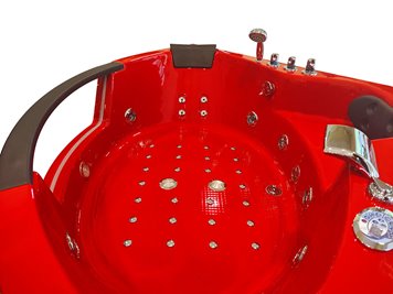 Czerwona wanna z hydromasażem narożna Turbo+ 152x152 cm MO-1004