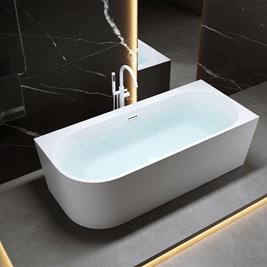 Wanna przyścienna biały przelew oraz korek narożna prawa 160 cm Mera Hydrosan