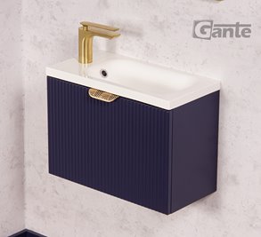 Szafka łazienkowa wisząca z umywalką granatowy mat 50 cm Fresco Gante