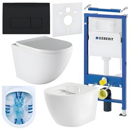 Zestaw podtynkowy stelaż GEBERIT DUOFIX + miska PURO-WH-02 + przycisk DELTA 50 czarny połysk