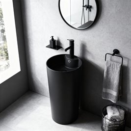 Umywalka wolnostojąca ceramiczna owalna czarny mat 85x40 cm LINO-MTB-400