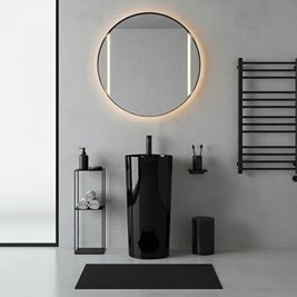 Umywalka wolnostojąca ceramiczna owalna czarny połysk 85x40 cm LINO-BL-400