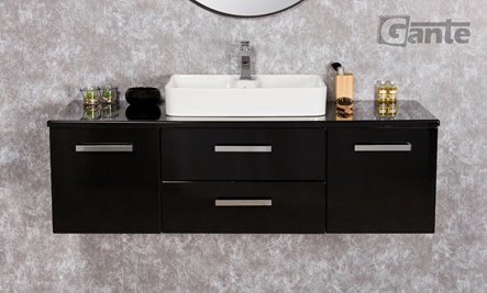 Czarna szafka wisząca z umywalką 140 cm Luna seria Fokus C