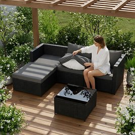 Meble ogrodowe technorattan sofa, stół, dostawka zestaw Volta zdjęcie 18
