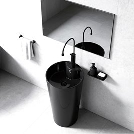 Umywalka wolnostojąca ceramiczna owalna czarny połysk 85x40 cm LINO-BL-400