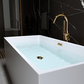 Wanna wolnostojąca prostokątna przelew i korek złoty 170 cm Santa Hydrosan