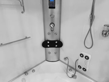 Biała duża kabino wanna spa z hydromasażem i sauną parową 135x135 cm MO-08135BS