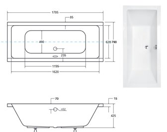 Wanna prostokątna do zabudowy Quadro Slim Besco 180 cm