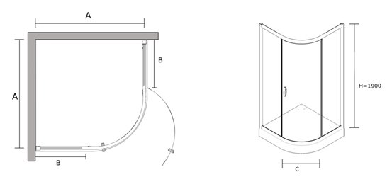 Kabina prysznicowa półokrągła jednoskrzydłowa 80x80