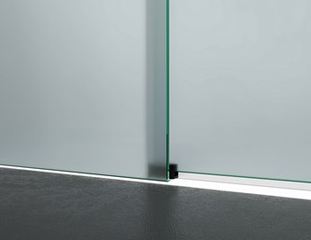 Kabina prysznicowa narożna 150x100 cm szkło 8mm mleczne profile czarny mat Swiss Liniger