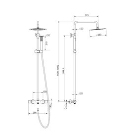 Kolumna prysznicowa w kolorze złotym z baterią termostatyczną deszczownica okrągła CMN01TGL Lugo Corsan