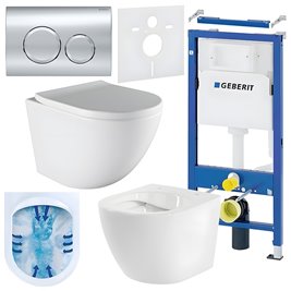 Zestaw podtynkowy stelaż GEBERIT DUOFIX + miska PURO-WH-02 + przycisk DELTA 20 chrom