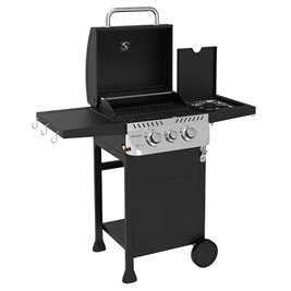 Grill gazowy APOLLO-A kolor czarny ruszt żeliwny moc 8,5 kW + pokrowiec + palnik boczny