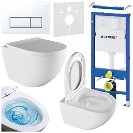 Zestaw podtynkowy stelaż GEBERIT DUOFIX + miska NERO-WH-02 + przycisk DELTA 50 biały