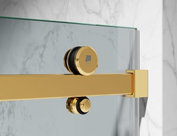 Kabina prysznicowa narożna 150x80 cm szkło 8mm mleczne profile złoty połysk Swiss Liniger