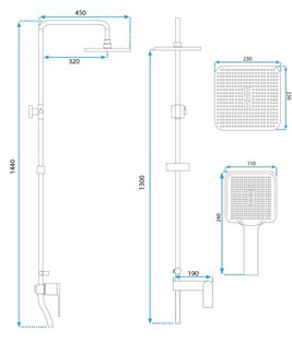 Czarny zestaw prysznicowy Storm Rea