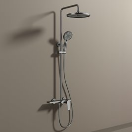 Zestaw prysznicowy deszczownica ze słuchawką AMANDA-GR-BR kolor szczotkowana stal