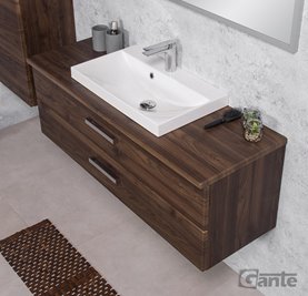 Szafka łazienkowa wisząca z umywalką nablatową 120 cm 39/S2 Fokus kolor orzech