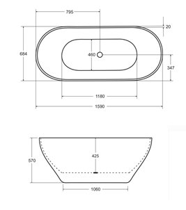 Moya B&W Besco mat czarno biała wanna wolnostojąca 160 cm korek klik-klak czyszczony od góry chrom WMMC-160MKC