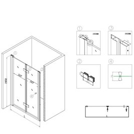 Drzwi prysznicowe łamane do wnęki 80 cm SH01AC