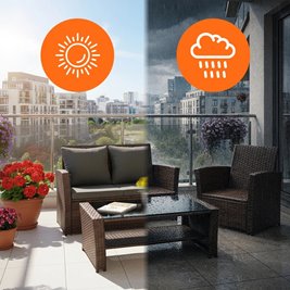 Meble ogrodowe z technorattanu sofa, stół, fotele zestaw Lagos kolor brąz zdjęcie 18