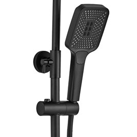 Czarny zestaw prysznicowy z wylewką Helix Rea