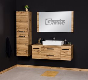 Szafka wisząca z umywalką nablatową kolor dąb naturalny 120 cm seria Fokus NE